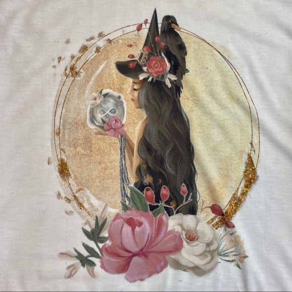 Halloween Witch Tops - New~Rose Gold Spell Casting Halloween Witch Loose Top